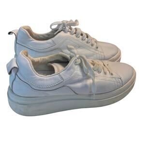 Zara Athletic Leather Lace Up Platform Sneakers Shoes White Size 40